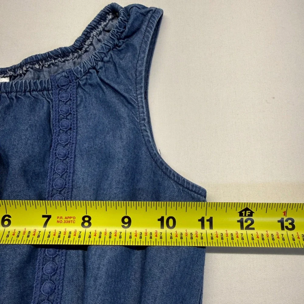 Justice Girls Size 7 Chambray Romper Dress Blue Skort Lace Trim Sleeveless Cute